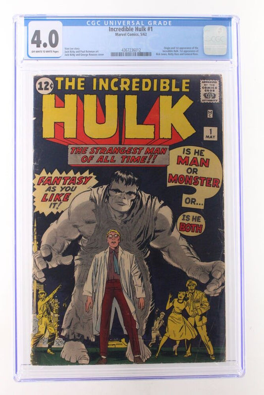 Incredible Hulk #1 - Marvel Comics 1962 CGC 4.0 Origin and 1st app of the Hulk